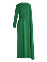 Pleated Round Neck Cape Maxi Dress - 7