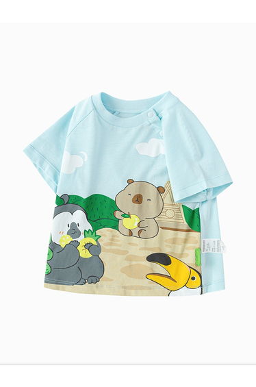 Unisex Printed T-Shirt With Contrast Sleeves