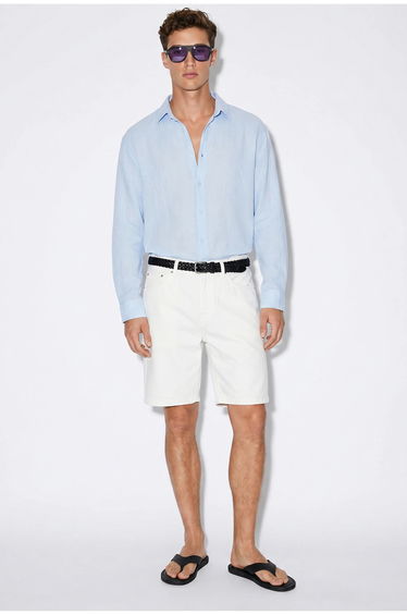 LUCCI Oversized Textured Button-Front Shirt