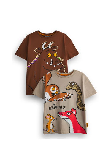 The Gruffalo Boys Characters Short-Sleeved T-Shirt (Pack of 2) - Brown