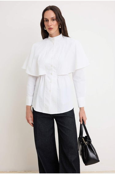White Regular Terrycotton Plain Weave Top & Bottom Hijab Shirt