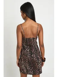 Leopard Print Bodycon Dress With Lace Cup Detail - leopard - 2