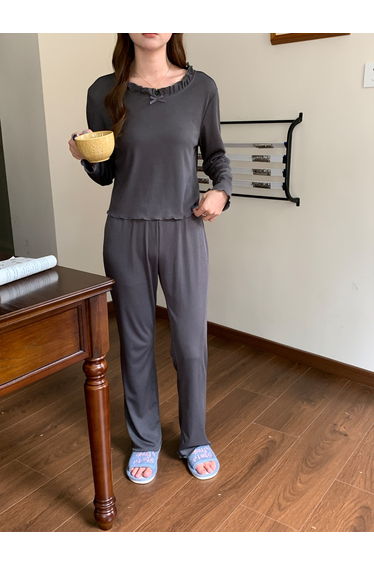 Ruffled Trim Top and Pyjama Set