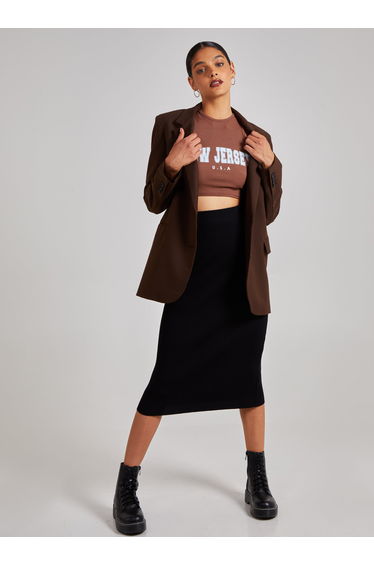 Printed Ribbed Crop Top