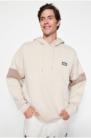 Beige Men's Oversize/Wide-Cut Hoodie
