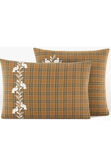 Lotta Embroidered Tartan 100% Cotton Pillowcase