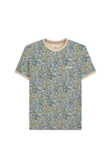 Lambretta Mens SS25 Paisley T-Shirt - Wood/Ash/Khaki