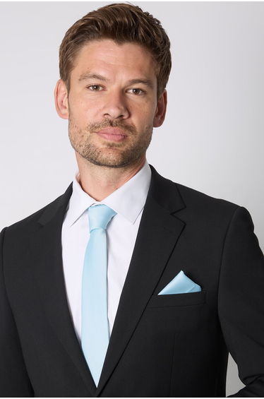Aqua Plain Tie and Pocket Square Set