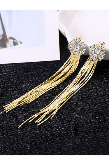 Rhinestone with Tassel Drop Earrings