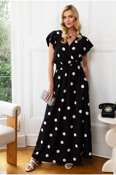 Chiffon Mock-Wrap Maxi Dress