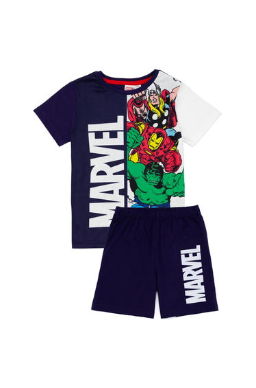 Marvel Boys Superhero Short Pyjama Set - Navy/White