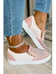 Lemonade Crystal Suede Zip Pumps Pink Trainers - 3
