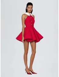 Dewcrest Folded Collar Ruffle Mini Dress - 1