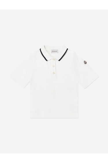 Moncler Enfant Girls Cotton Polo Shirt in White