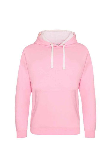 Awdis Womens/Ladies Varsity Hoodie - Baby Pink/Arctic White