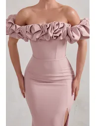 Club L London Pink Off-Shoulder Mermaid Evening Dress - 2