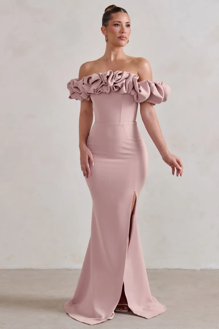 Club L London Pink Off-Shoulder Mermaid Evening Dress Club L London : Evening Dresses : VogaCloset Oman Club L London Pink Off-Shoulder Mermaid Evening Dress Club L London : Evening Dresses : VogaCloset Oman