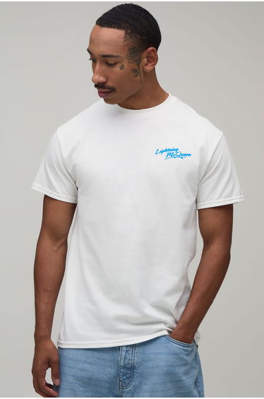 Oversized Disney Cars License Printed T-Shirt - white