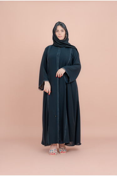 Kulfa Detail Front Open Abaya