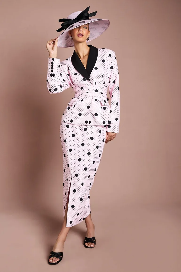 Lisa Tan Printed Contrast Waistband Pencil Skirt