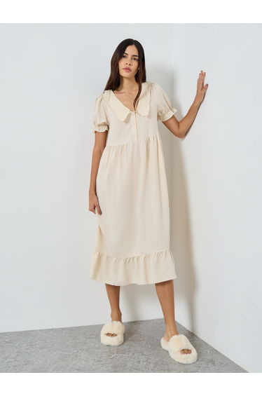 Extended Collar Placket Detail Nightdress
