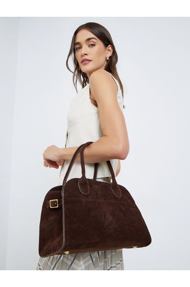 Suede Look Belted Side Handbag