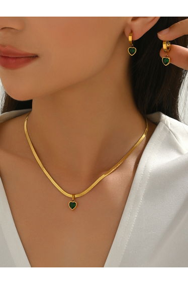 Women Metal Chain Heart-Shaped Dangle Earrings Set