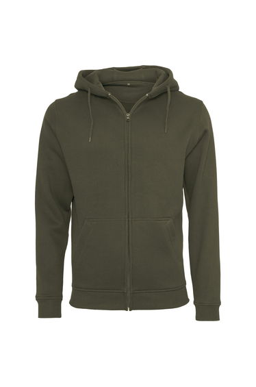 Mens Heavy Zip Up Hoodie - Olive