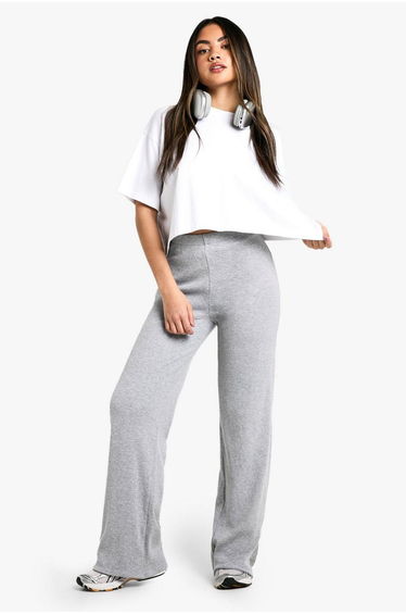 Double Layer Modal Rib Wide Leg Trouser
