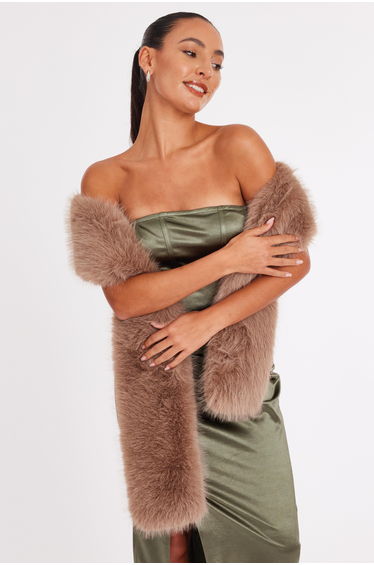 Beige Faux Fur Scarf