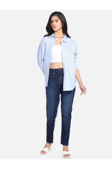 Blue Mid Wash Mom Fit Jeans