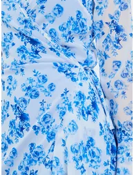 Women Blue Floral Print Chiffon Maxi Dress - 3
