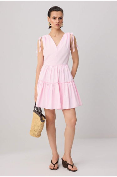 Pink Plain Short / Mini Woven Dress