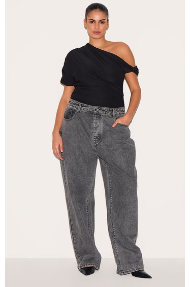 Plus Black Soft Touch Twist Detail Bodysuit