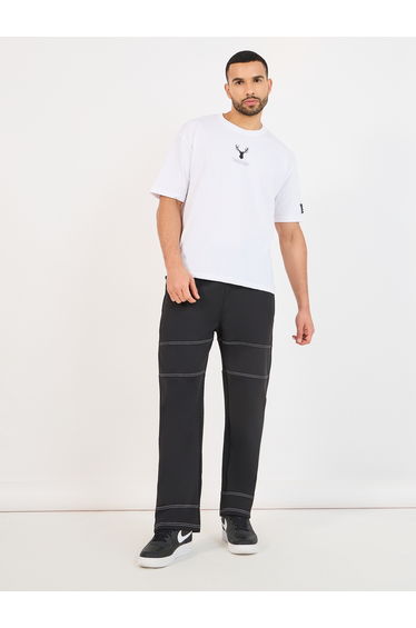 Twin Needle Contrast Stich Oversized Joggers