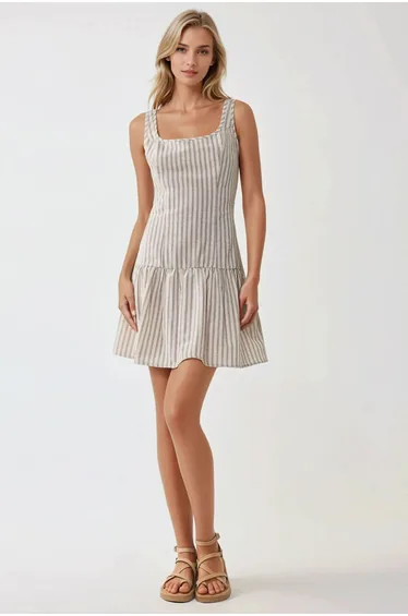 Fitted Mini Dress with Square Collar