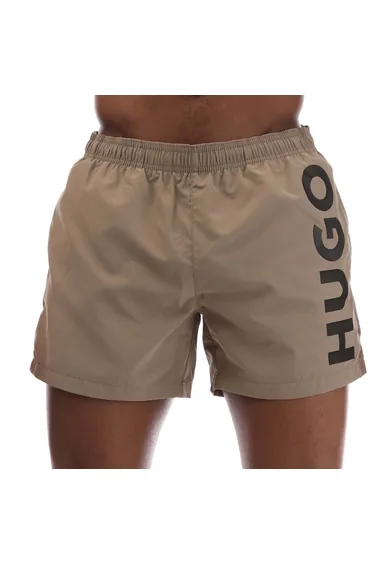 شورت سباحة رجالي بطبعة شعار لون كريمي 