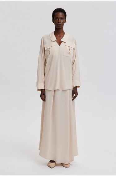 V NECK TUNIC SKIRT SET