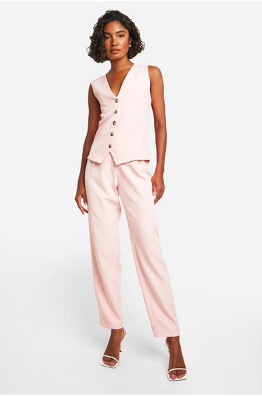 Tall Woven Tailored Waistcoat - baby pink