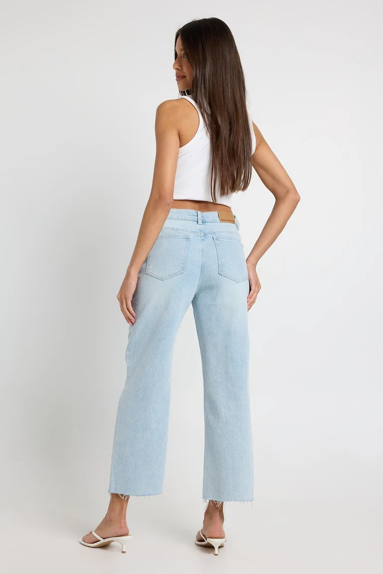 The High Waist Cropped Straight Leg Jean - vintage bleach - 1