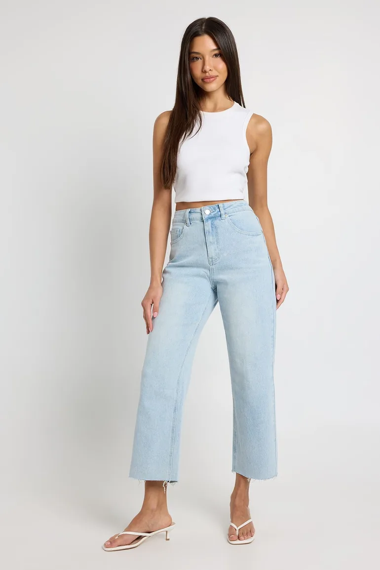 The High Waist Cropped Straight Leg Jean - vintage bleach
