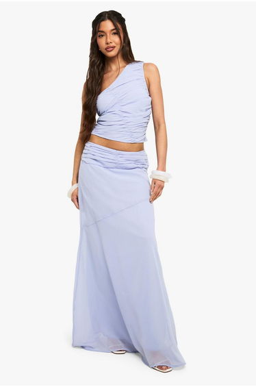 Chiffon Puddle Hem Maxi Skirt
