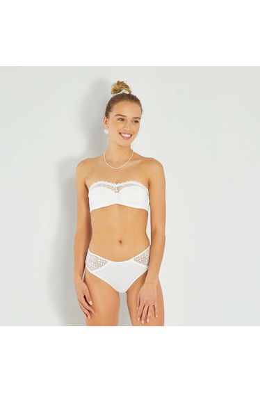 Microfibre and lace boy shorts White