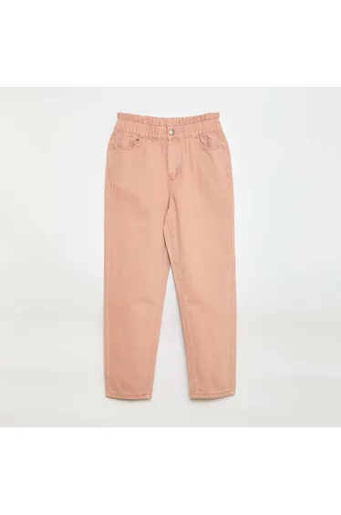 Patterned Mom Fit Denim Trousers PINK
