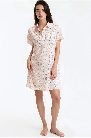 Polka Dot Print Viscose Draping Nightshirt