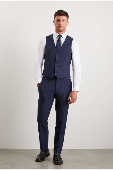 Slim Fit Navy Marl Waistcoat