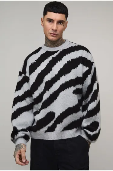 سترة بوهو مان رمادي محبوك بأكمام طويلة - لطوال القامة