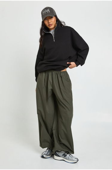 Tall Oversized Half Zip Sweatshirt - black