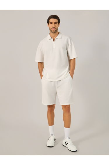 Textured Relaxed Fit Polo T-Shirt and Shorts Co-Ords