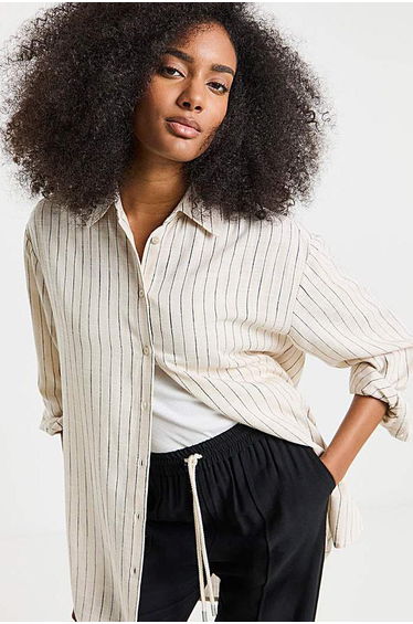 Stripe Linen Blend Shirt